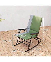 Outsunny Outdoor Rocking Chairs Set of 2, Folding Outdoor Rocker Set,