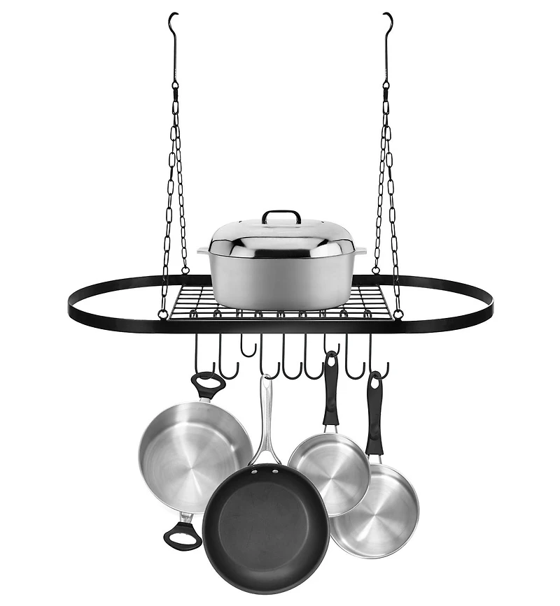 Sorbus Pot and Pan Oval Rack for Ceiling with Hooks - Multi-Purpose Organizer Home, Restaurant, Kitchen Cookware, Utensils, Household (Bronze)