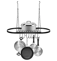 Sorbus Pot and Pan Oval Rack for Ceiling with Hooks - Multi-Purpose Organizer Home, Restaurant, Kitchen Cookware, Utensils, Household (Bronze)