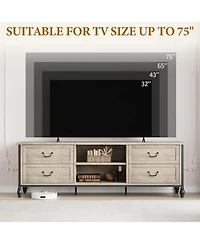 gaomon 75 Inch Mid-Century Modern Tv Stand with Storage