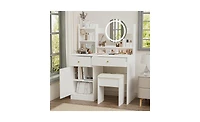 Slickblue Fashion Vanity Desk with Mirror and Lights for Stylish Bedroom and Makeup Station