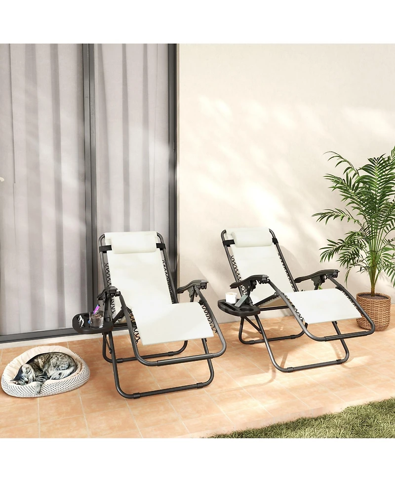 Outsunny Zero Gravity Lounge Chair Set Padded Outdoor Recliner