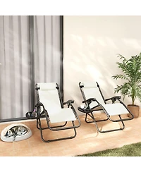 Outsunny Zero Gravity Lounge Chair Set Padded Outdoor Recliner