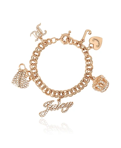 Juicy Couture Gold-Tone Charm Bracelet with Pave Accents