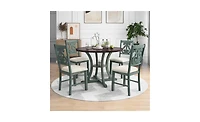 Slickblue 5-Piece Round Dining Table Set with 4 Fabric Chairs and Special-Shaped Legs for Unique Style