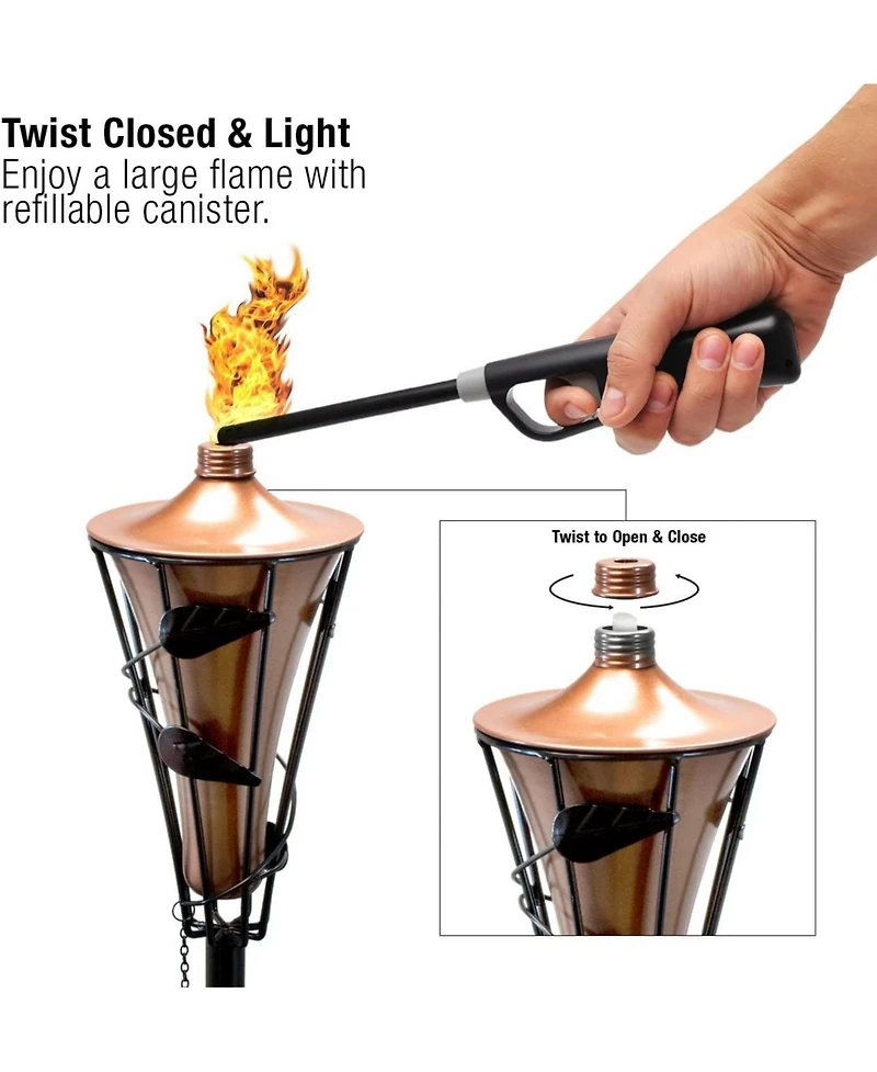 Sorbus 4 Pack 5ft Outdoor Metal Patio Torches - Includes Fiberglass Wick and Snuffer Cap
