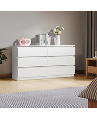 Slickblue 6-Drawer Double Dresser for Bedroom, Wide Storage Cabinet for Living Room and Entryway
