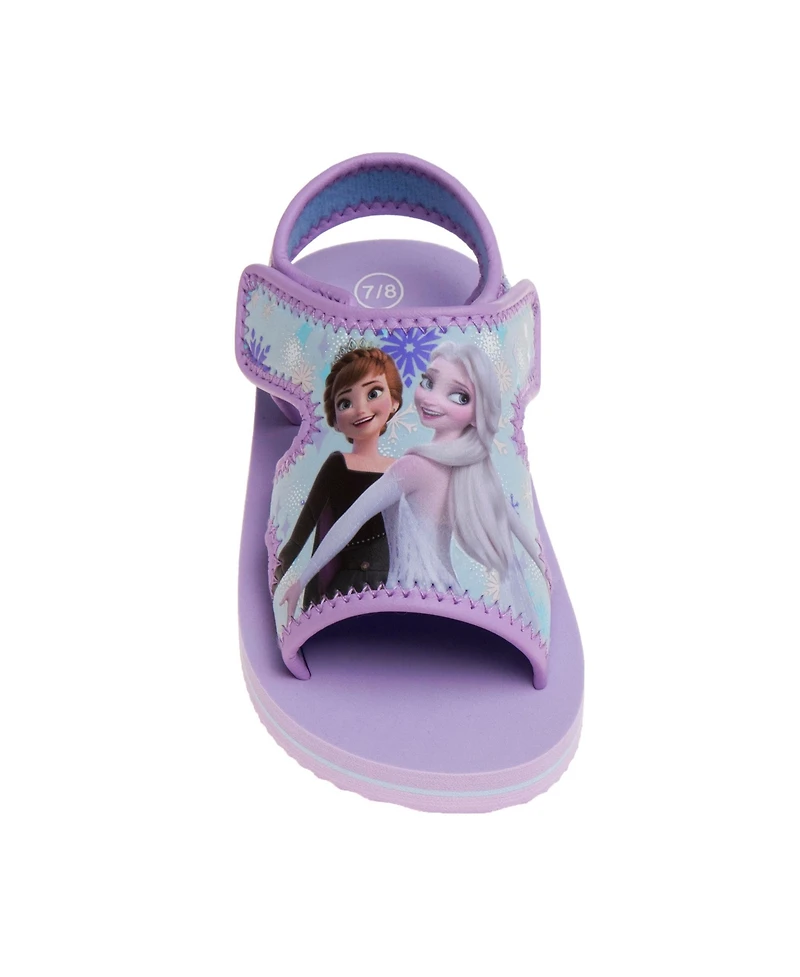 Disney Toddler and Little Girls Frozen Anna and Elsa Dual Sizes Hook and Loop Sandals