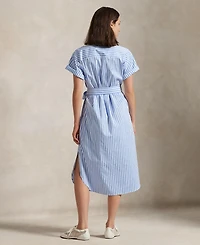 Polo Ralph Lauren Women's Belted Striped Cotton Shirtdress
