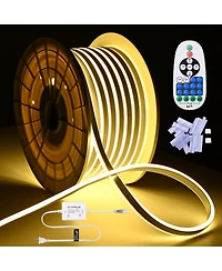 DELight 100FT Warm White Neon Rope Lights with Remote Control Ac 110V IP65 Waterproof Cuttable Dimmable Flexible Diy Del-D100W