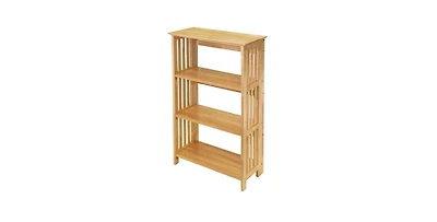 Slickblue 4-Shelf Wooden Folding Bookcase with Storage Shelves for Compact Organization
