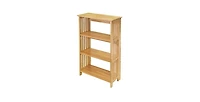 4-Shelf Wooden Folding Bookcase with Storage Shelves for Compact Organization