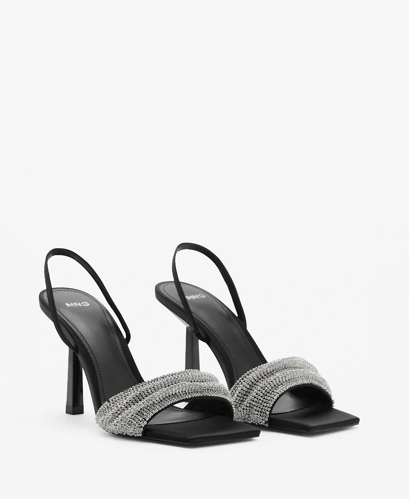 Mango Women's Strass Strap Heeled Sandals