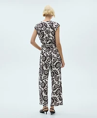 Mango Women's Belt Printed Jumpsuit