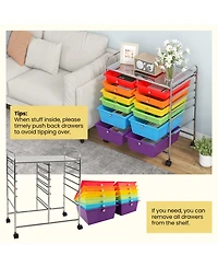 Gouun 12 Drawers Rolling Cart Storage Scrapbook Paper Organizer Bins-Deep