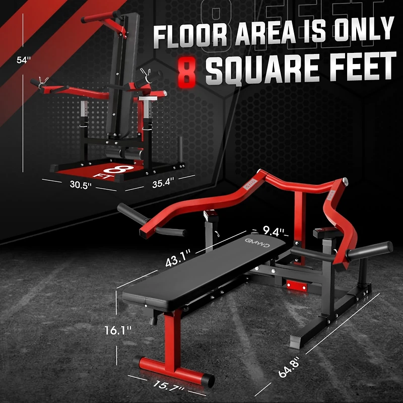 Mikolo Chest Press Machine, 1050LBS Bench Press Machine with Independent Converging Arms, Adjustable Flat Incline Bench for Chest, Ab Workouts, Should