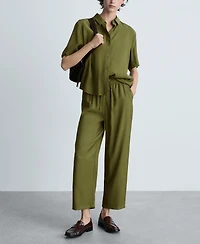 Mango Women's Short Sleeve Fluid Shirt