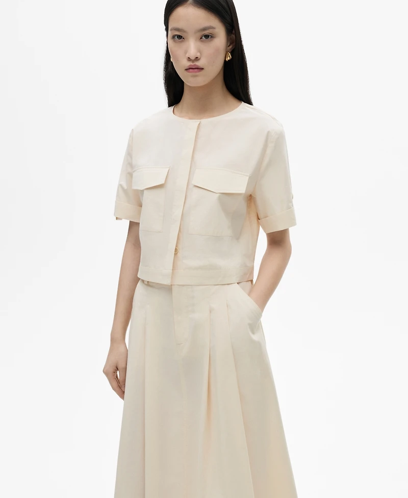 Mango Women's Chest Pocket Cotton Blouse