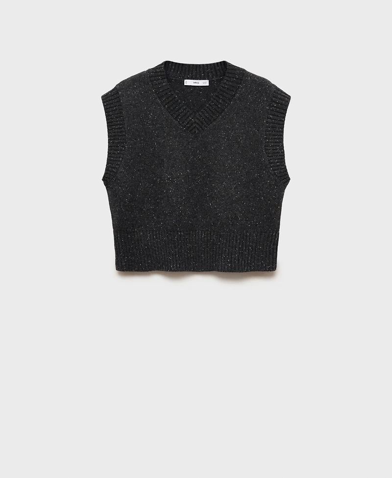 Mango Women's V-Neck Knitted Sweater Vest