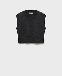 Mango Women's V-Neck Knitted Sweater Vest