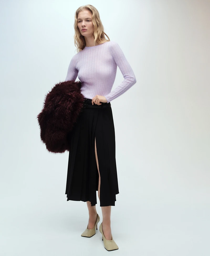 Mango Women's Ribbed Round Neck Sweater