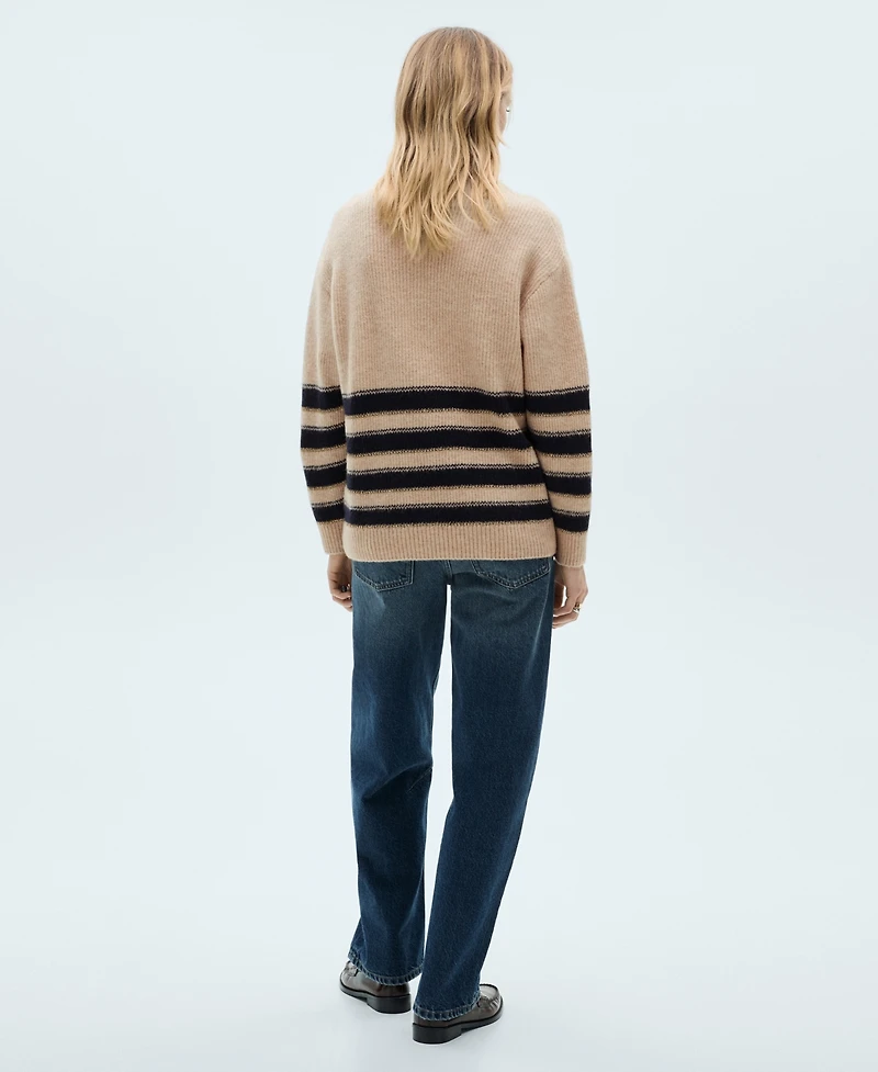 Mango Women's Perkins Neck Striped Sweater