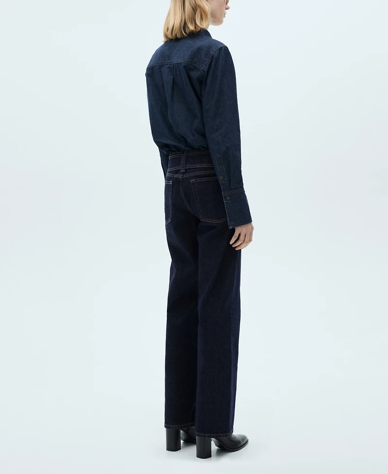 Mango Women's Belted Low-Rise Straight Jeans