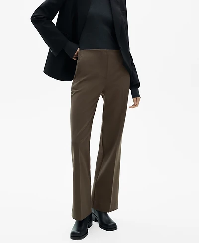 Mango Women's Mid-Rise Flared Pants