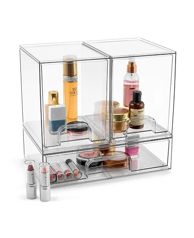 Sorbus 3 Pack Clear Acrylic Drawer Organizers - Makeup Case Pull-Out Drawers (7.6 Tall and 12.1 Wide)