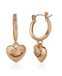 Juicy Couture Gold-Tone Heart Charm Hoop Earrings