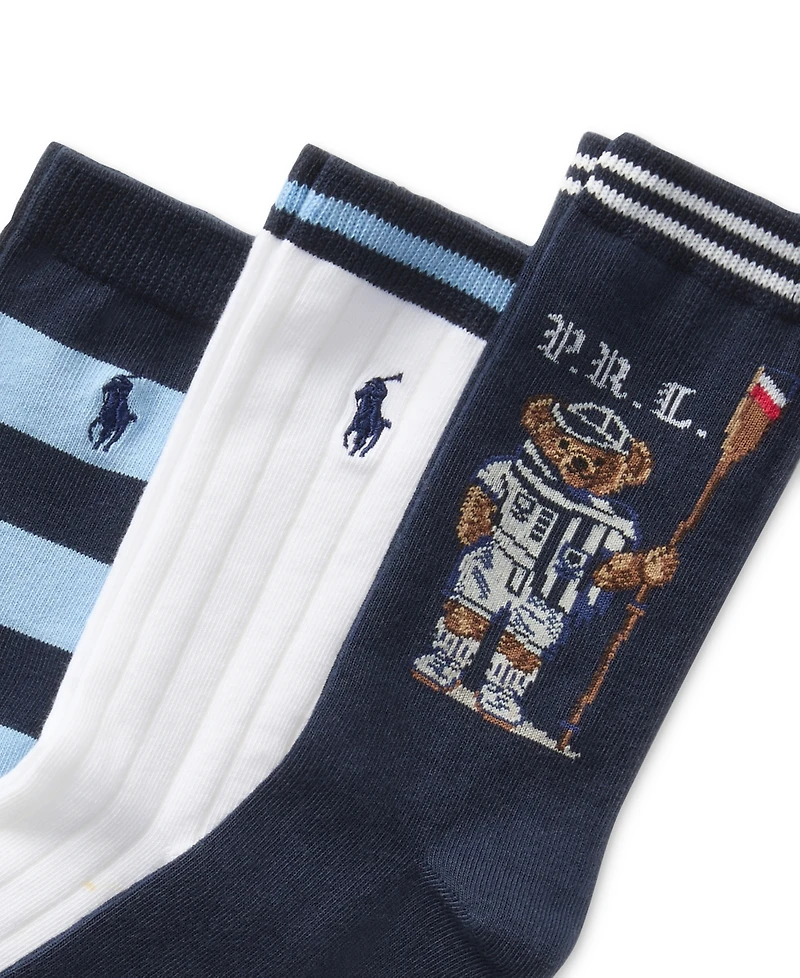 Polo Ralph Lauren Little & Big Boys Rowing Bear Crew Socks, 3-Pack