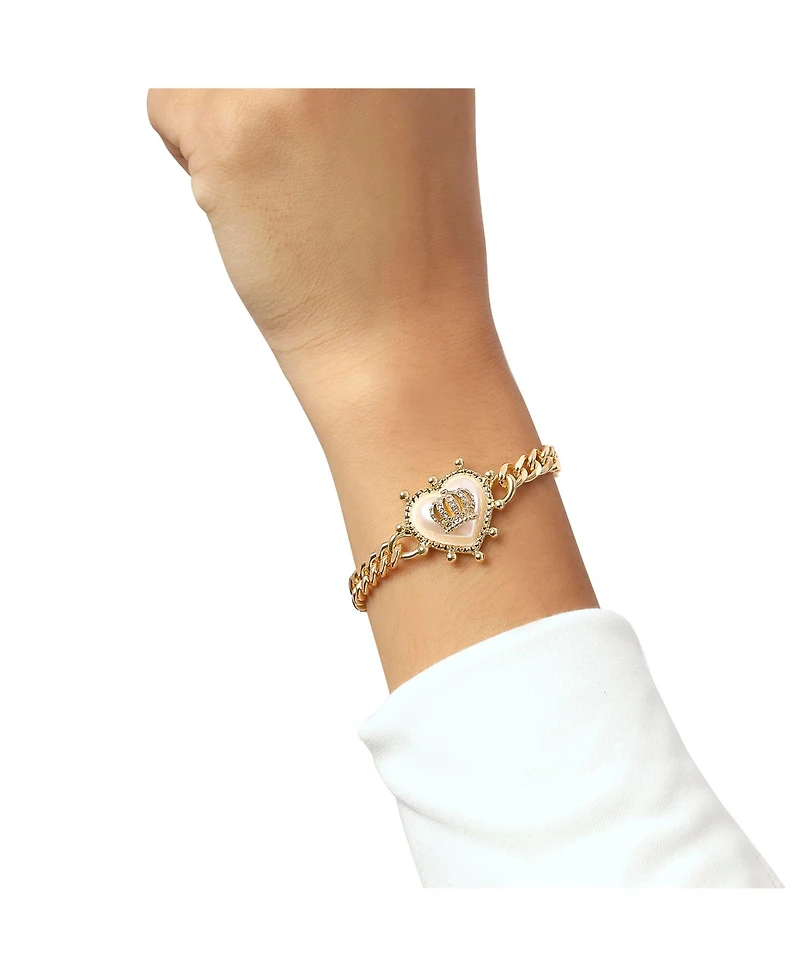 Juicy Couture Gold-Tone Chain Bracelet with Crown Heart Charm