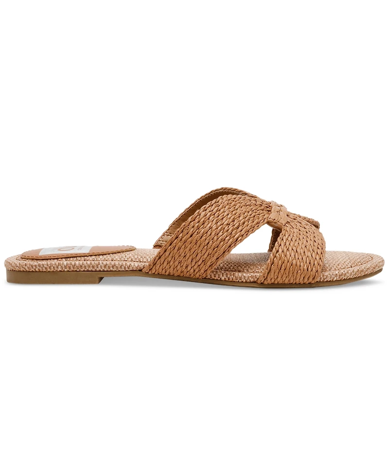 Dv Dolce Vita Women's Geeya Raffia Criss Cross Strap Flat Slide Sandals