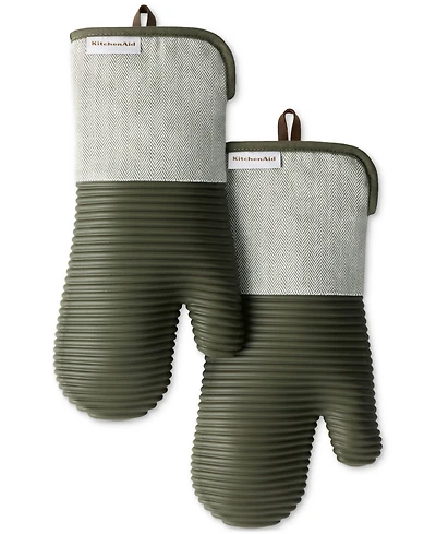 KitchenAid Design Series Herringbone Ribbed Soft Silicone 2-Pc. Oven Mitt Set