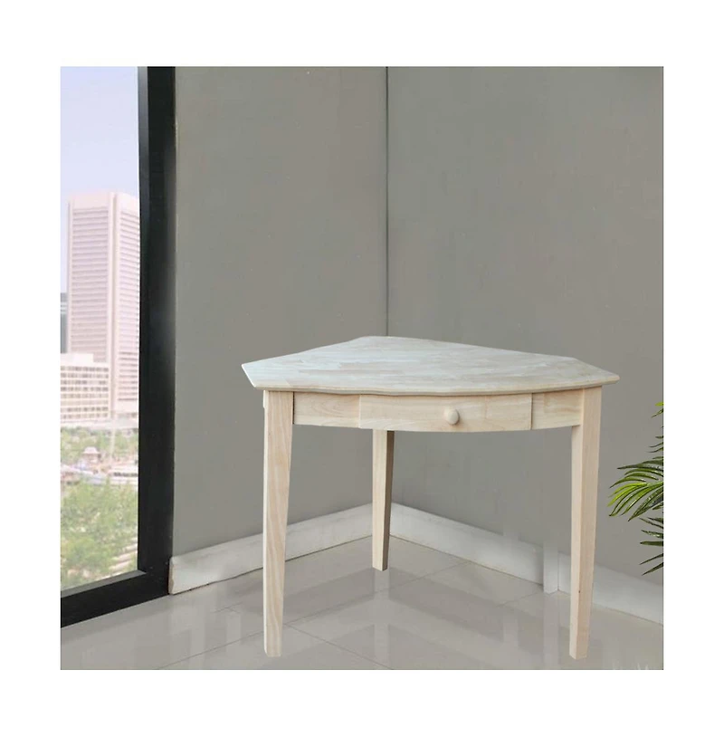 Slickblue Unfinished Wood Corner Desk with Drawer for Laptop and Writing Storage