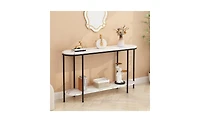 Slickblue Console Table 2-Tier Narrow Entryway with Storage Shelves, Faux Marble for Living Room, Bedroom