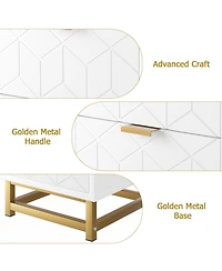 gaomon Modern 2 Drawer Dresser for Bedroom, Large End Side Table Bedside Table with 2 Drawers, Wooden Night Stand with Metal Legs for Bedroom, Hallway