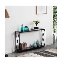 Slickblue Sofa Side Table with Black Wood Grain Finish