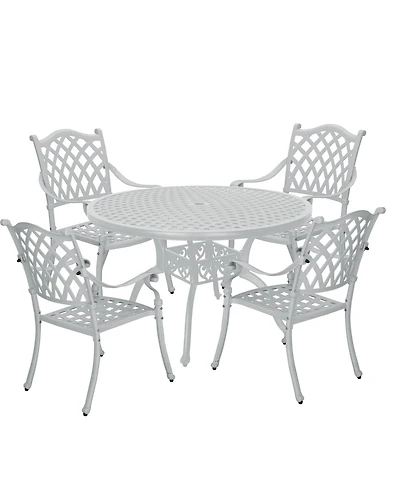 5pcs Patio Dining Set Cast Aluminium Outdoor Dining Set Patio Bistro Set 4 Outdoor Dining Chairs and 47 Inches Round Dining Table