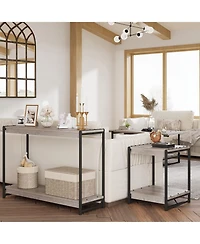 gaomon 2-Tier Entrance Tables, Farmhouse Entryway Table, 39.5"Console Table With Storage, Slatted Style 2-Tier Sofa Table With Shelf, Rustic Console T
