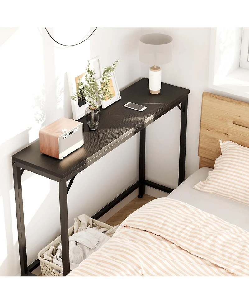 gaomon Farmhouse Console Tables with Power Outlet, 39.4" Entryway Table with Adjustable Feet, Behind Couch Table for Living Room, Entryway, Foyer