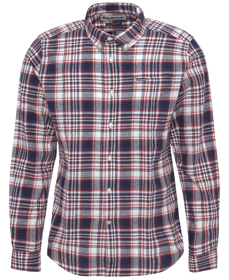 Barbour Men's Tailored-Fit Bridport Linen-Blend Plaid Shirt