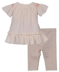 Bonnie Baby Baby Girls 2-Piece Smocked Bunny Top and Floral Applique Legging