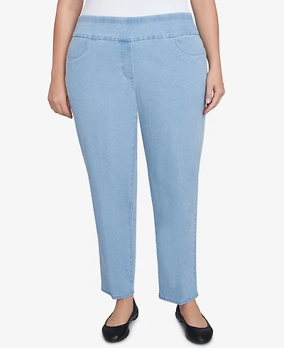 Alfred Dunner Plus Super Stretch Mid-Rise Short Length Denim Pants