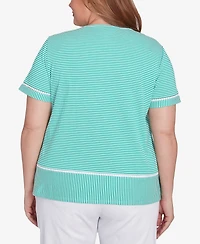 Alfred Dunner Plus Classic Owl Knit Striped Top