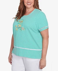 Alfred Dunner Plus Classic Owl Knit Striped Top