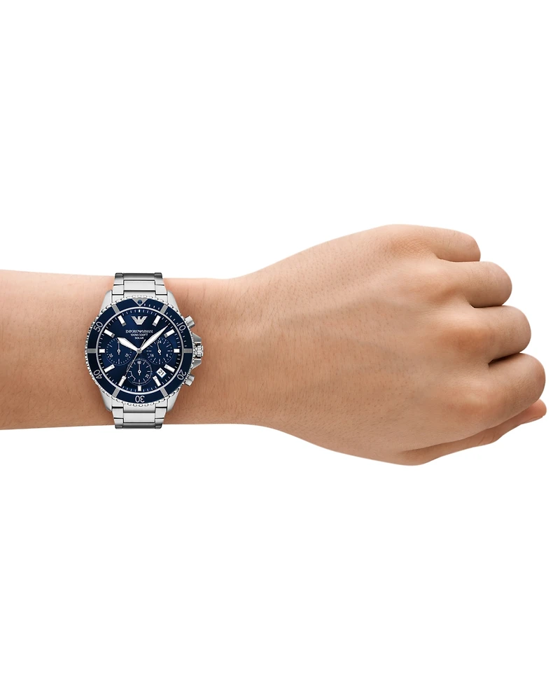 Emporio Armani Men's Chronograph World Explorer Solar Stainless Steel Bracelet Watch 44mm