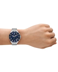 Emporio Armani Men's Chronograph World Explorer Solar Stainless Steel Bracelet Watch 44mm