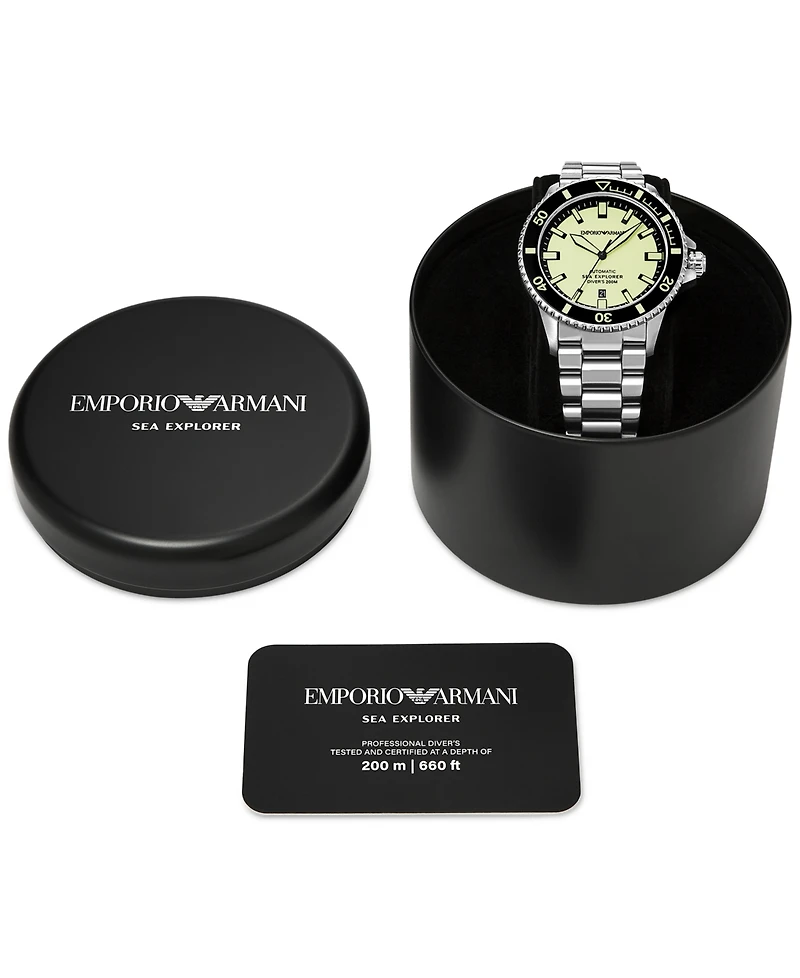 Emporio Armani Men's Automatic Sea Explorer Stainless Steel Bracelet Watch 43mm