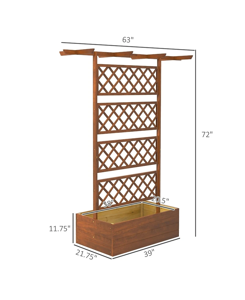 Outsunny Wood Raised Garden Bed, Planter with Trellis for Climbing Plants